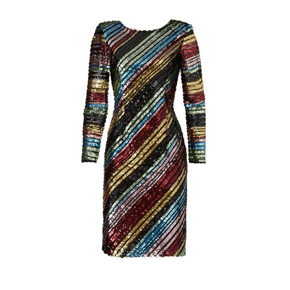 PREOWNED $425 ALCOOLIQUE RAINBOW SEQUIN PAYTON DRESS US SIZE 8 IT SIZE 44 - Picture 2 of 8